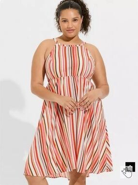 Torrid 0 Bold stripe sundress Fits 12 Large pockets Aline